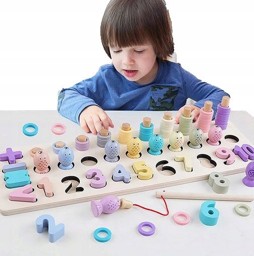 Trening MÓZGU Montessori Puzzle CYFERKI DREWNO LEOPARD