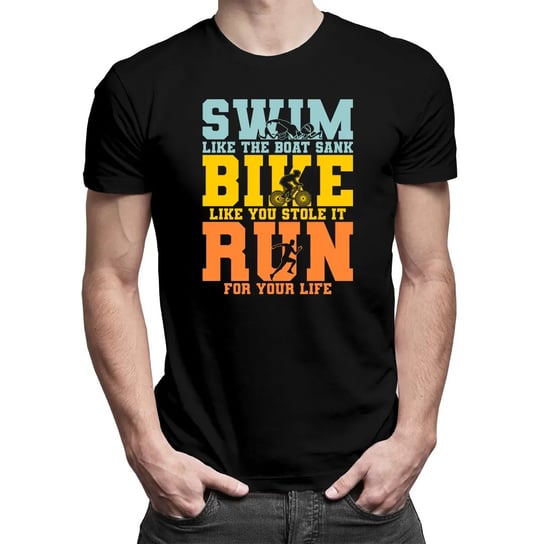 Triathlon - swim, bike, run - męska koszulka na prezent dla triathlonisty Koszulkowy