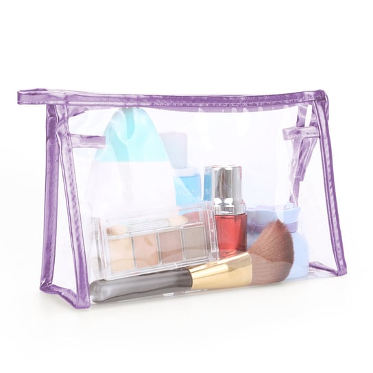 Trip Story, Transparentna kosmetyczka do damskiej torebki z fioletowym wykończeniem Trip Story