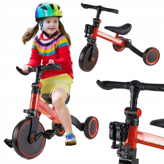 Trójkołowy Rowerek Biegowy 3W1 Trike Fix Mini Dla Dzieci Czerwony DymexShop