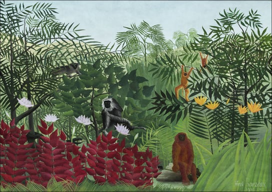 Tropical Forest with Monkeys, Henri Rousseau - plakat 29,7x21 cm Galeria Plakatu