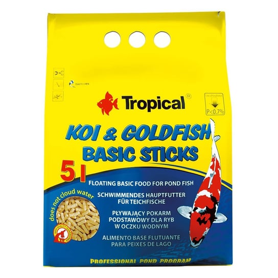 Tropical Koi&Goldfish Basic Sticks 5l, pokarm dla karpi i ryb karpiowatych Tropical