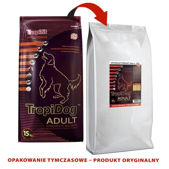 TROPIDOG Super Premium adult medium & large breed kurczak i łosoś 15kg Tropidog