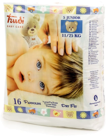 Trudi Baby, Pieluszki jednorazowe z warstwą Perfo-Soft, rozmiar 5, Dry Fit, Junior, 16 szt. Trudi Baby