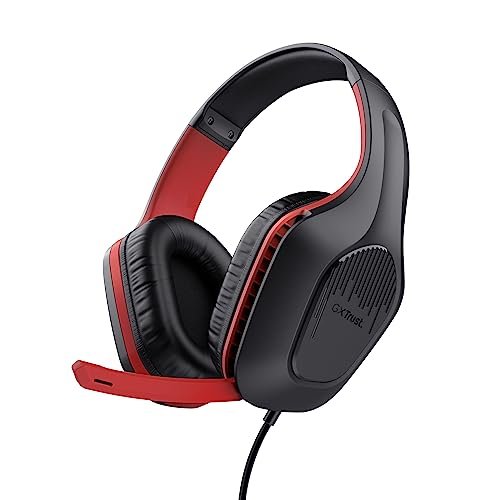 Trust Gaming Gxt 415S Zirox - Lekkie Kaski Do Gier Na Nintendo Switch Z Mikrofonem I Sterownikami 50 Mm - Przewodowe Słuchawki Over-Ear W Kolorze Czarno-Czerwonym Trust Gaming