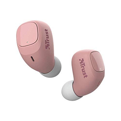 Trust Mobile Nika Compact Bezprzewodowe słuchawki Bluetooth (prawdziwie bezprzewodowe, wbudowany mikrofon, do 18 godzin odtwarzania), różowe Trust