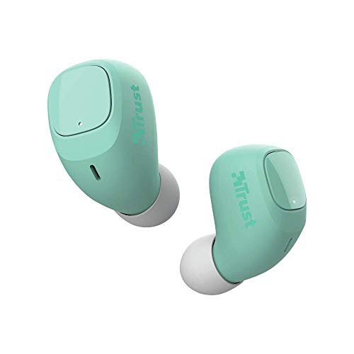 Trust Mobile Nika Compact Bezprzewodowe słuchawki Bluetooth (prawdziwie bezprzewodowe, wbudowany mikrofon, do 18 godzin odtwarzania), turkusowe Trust