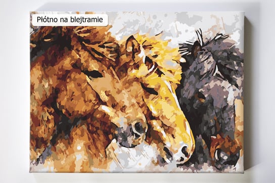 Trzy konie, zwierzęta, malowanie po numerach, blejtram Akrylowo