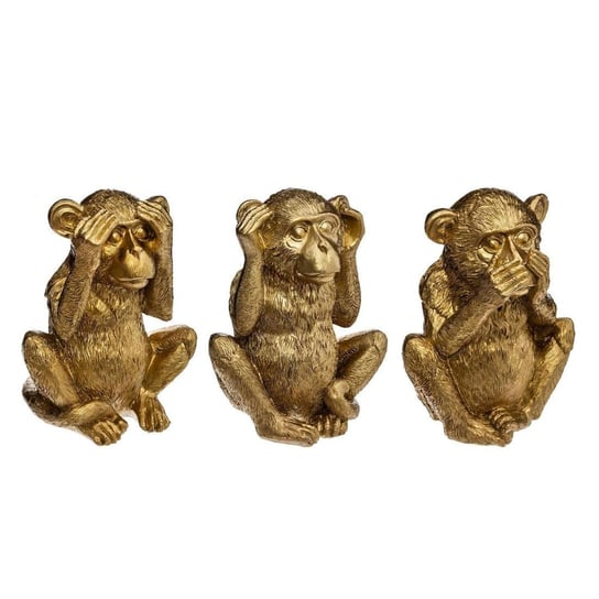 Trzy mądre małpy, figurki złote z polyresinu, wys. 17 cm Atmosphera