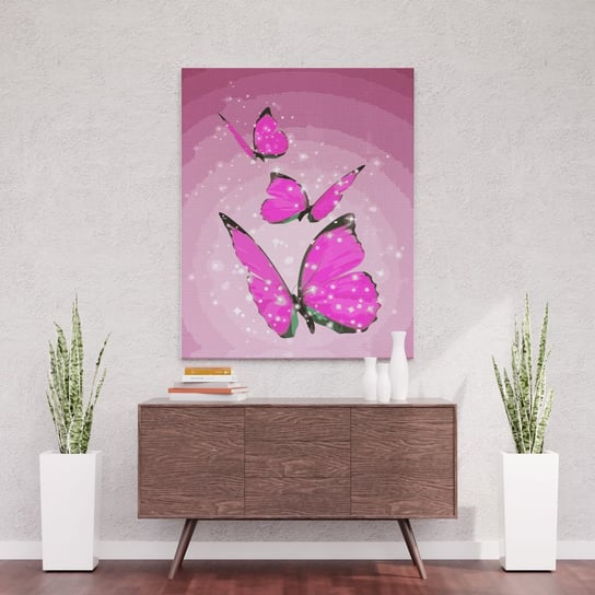 Trzy różowe motyle - Malowanie po numerach 50x40cm ArtOnly