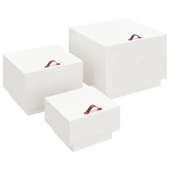 Trzy skrzynie do przechowywania - białe lite drewn Inna marka