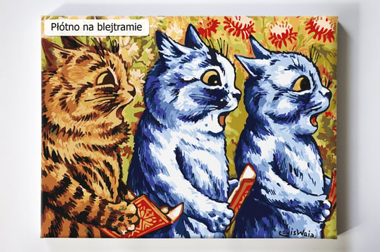 Trzy śpiewające koty, malarz, Louis Wain, malowanie po numerach, blejtram Akrylowo