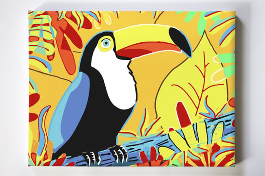 Tukan, ptak, kolory, kontrast, malowanie po numerach Akrylowo