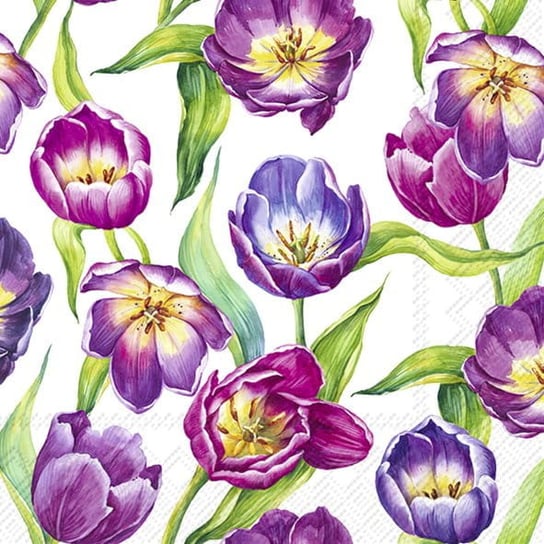 TULIP MEADOW serwetki ozdobne papierowe - 33x33 cm - kwiaty, tulipany Inna marka
