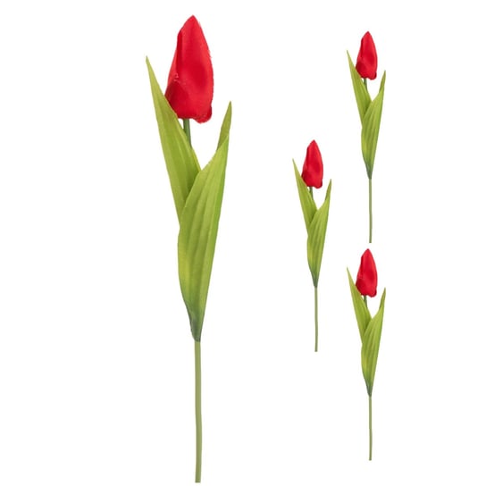 Tulipan Czerwony Sztuczna Gałązka Ozdobna 3 szt Siima