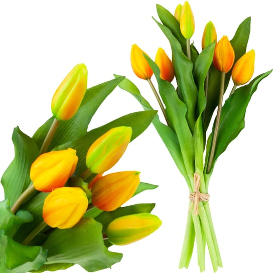 Tulipan Gumowany Bukiet X7 Pomarańczowe Jak Żywe MARTOM