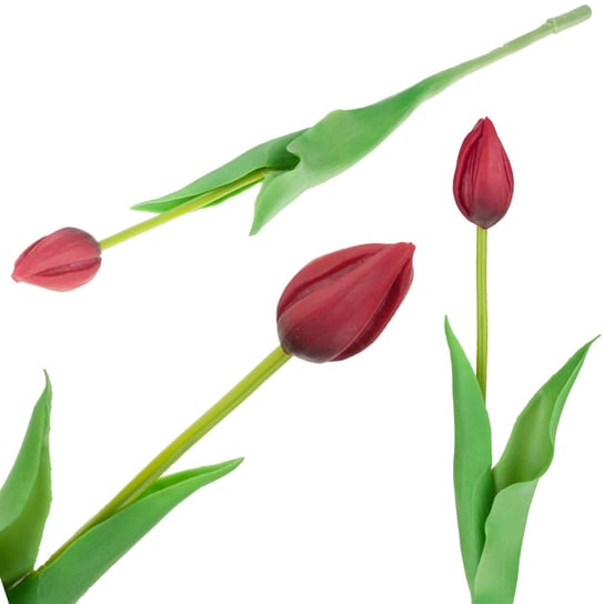 Tulipan Gumowany Czerwony Jak Żywy Sztuczny Kwiat MARTOM