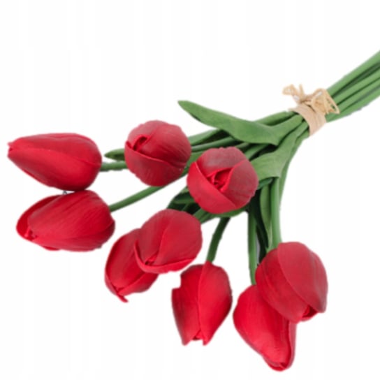 Tulipany Gumowe Kwiaty Czerwone 9 Sztuk Bukiet JAMKO