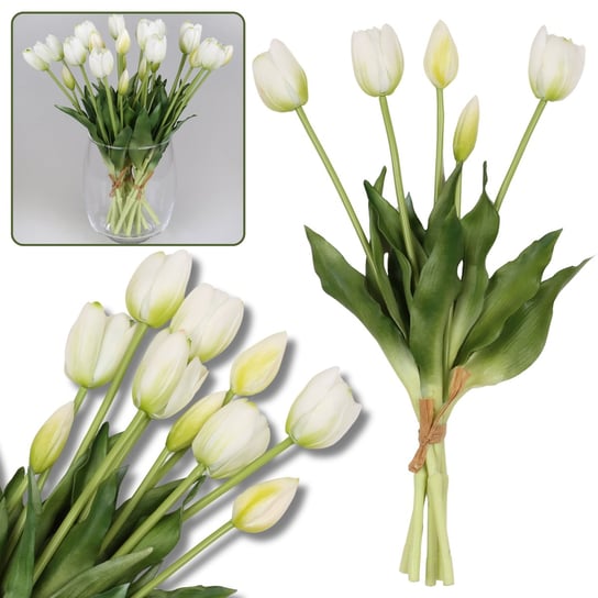 Tulipany silikonowe, białe, jak żywe, bukiet 5 szt sarcia.eu