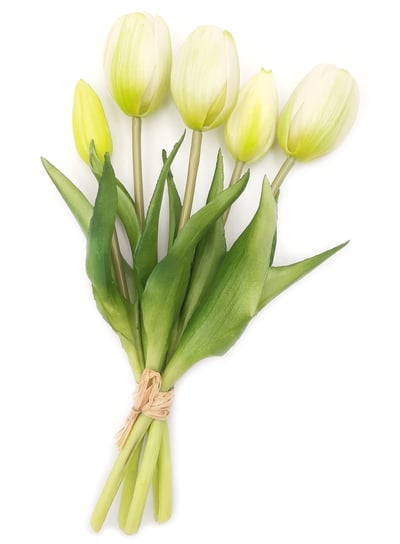 Tulipany silikonowe jak żywe białe bukiet 5 sztuk gumowe 25 cm Inny producent