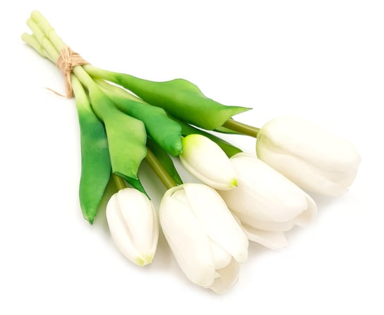 Tulipany silikonowe jak żywe białe bukiet 5 sztuk gumowe 29 cm Inny producent