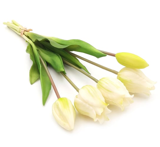 Tulipany silikonowe jak żywe białe bukiet 5 sztuk gumowe 39 cm Inny producent