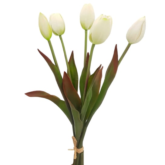 Tulipany Silikonowe Jak Żywe Białe Bukiet 5 Sztuk Gumowe 40 Cm Inna marka