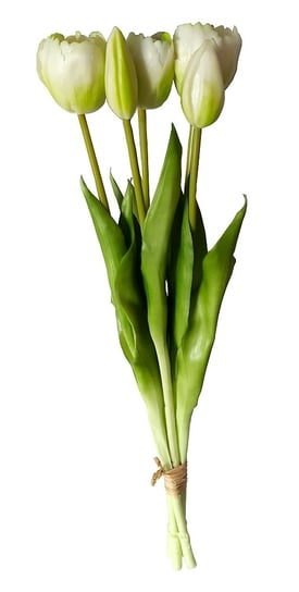 Tulipany silikonowe jak żywe białe bukiet 5 sztuk gumowe 43 cm Inna marka