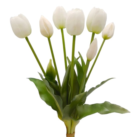Tulipany silikonowe jak żywe białe bukiet 7 sztuk gumowe 40 cm TOP-GIFT