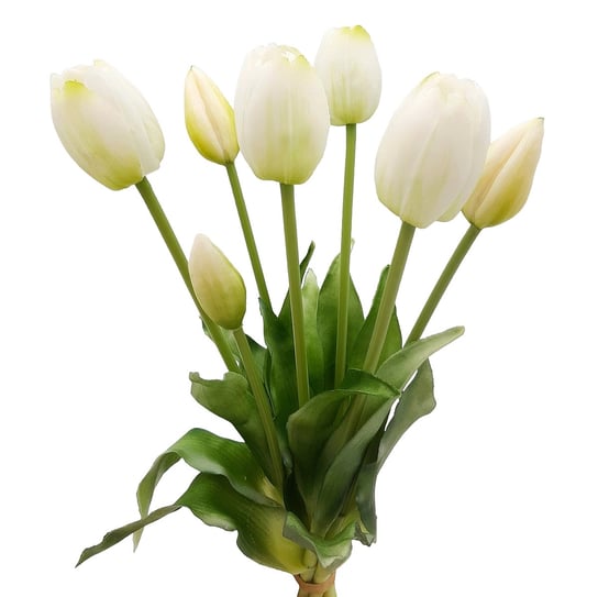 Tulipany silikonowe jak żywe białe bukiet 7 sztuk gumowe 40 cm zamknięte Inny producent
