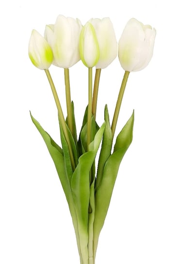 Tulipany silikonowe jak żywe białe w bukiecie 5 sztuk gumowe 44 cm Inny producent
