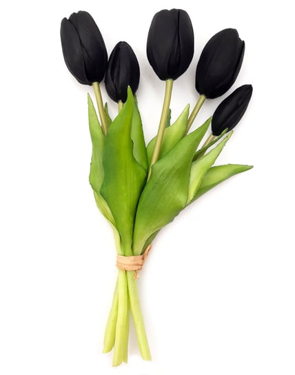 Tulipany silikonowe jak żywe czarne bukiet 5 sztuk gumowe 25 cm Inny producent