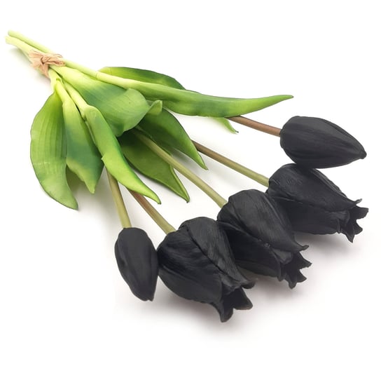 Tulipany silikonowe jak żywe czarne bukiet 5 sztuk gumowe 39 cm Inny producent