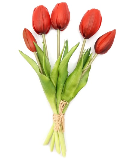 Tulipany silikonowe jak żywe czerwone bukiet 5 sztuk gumowe 25 cm Inny producent