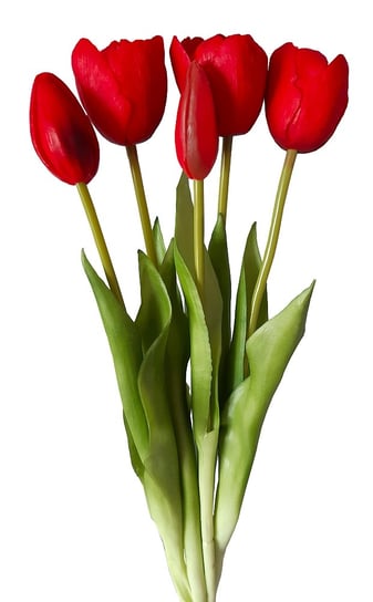 Tulipany silikonowe jak żywe czerwone bukiet 5 sztuk gumowe 43 cm Inna marka
