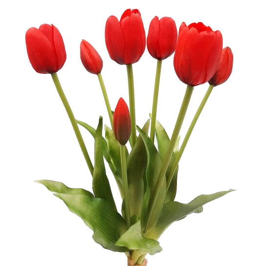 Tulipany silikonowe jak żywe czerwone bukiet 7 sztuk gumowe 40 cm TOP-GIFT