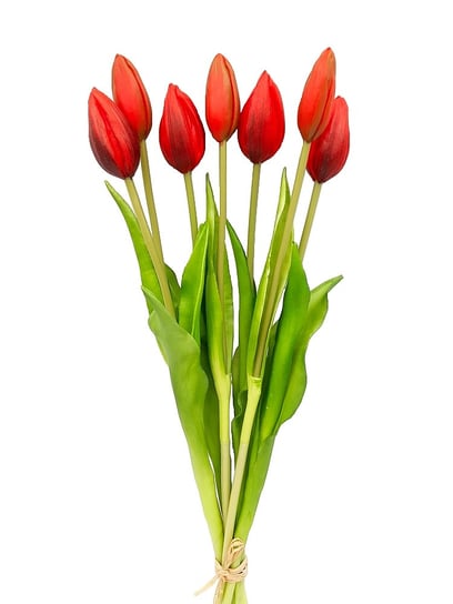 Tulipany silikonowe jak żywe czerwone bukiet 7 sztuk gumowe 44 cm zamknięte Inny producent
