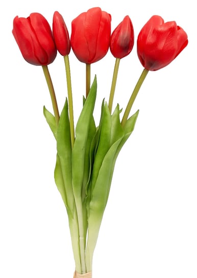 Tulipany silikonowe jak żywe czerwone w bukiecie 5 sztuk gumowe 44 cm Inny producent