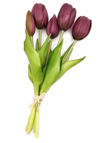 Tulipany silikonowe jak żywe fioletowe bukiet 5 sztuk gumowe 25 cm Inny producent