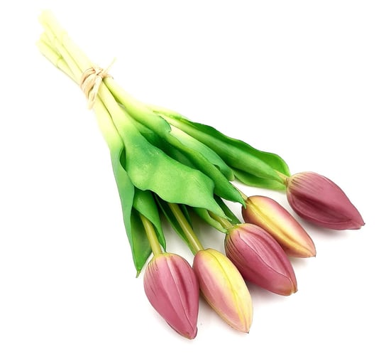 Tulipany silikonowe jak żywe fioletowe bukiet 5 sztuk gumowe nierozkwitnięte 28 cm Inny producent