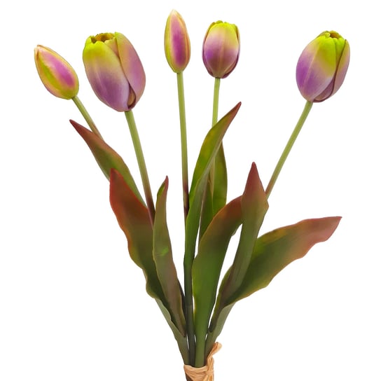 Tulipany Silikonowe Jak Żywe Fioletowe Zielone Bukiet 5 Sztuk Gumowe 40 Cm Inna marka