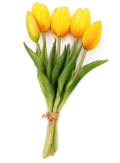Tulipany silikonowe jak żywe pomarańczowe bukiet 5 sztuk gumowe 25 cm Inny producent