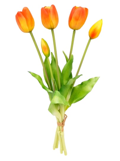 Tulipany silikonowe jak żywe pomarańczowe bukiet 5 sztuk gumowe 39 cm Inna marka
