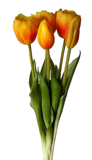 Tulipany silikonowe jak żywe pomarańczowe bukiet 5 sztuk gumowe 43 cm Inna marka