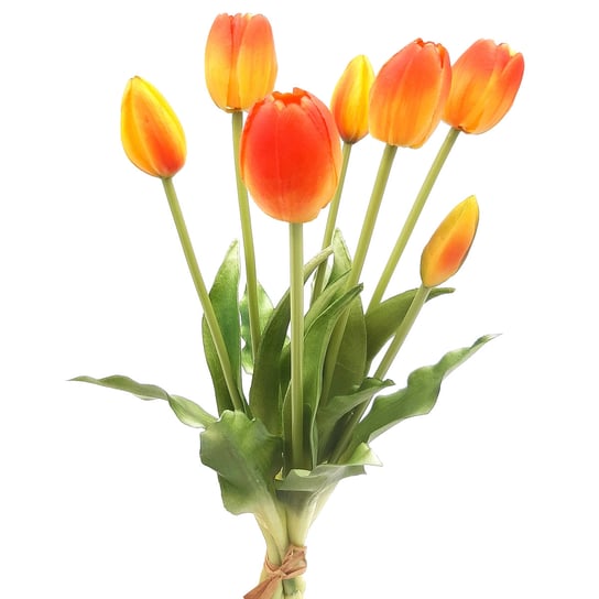 Tulipany silikonowe jak żywe pomarańczowe bukiet 7 sztuk gumowe 40 cm Inny producent