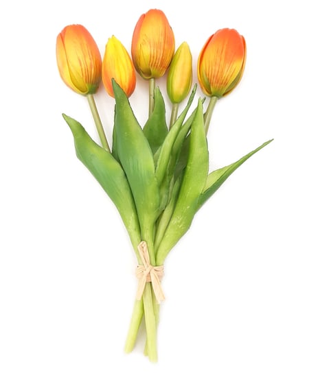 Tulipany silikonowe jak żywe pomarańczowe ciemne bukiet 5 sztuk gumowe 25 cm Inny producent