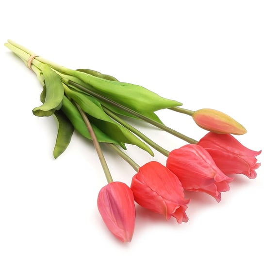 Tulipany silikonowe jak żywe różowe bukiet 5 sztuk gumowe 39 cm Inny producent