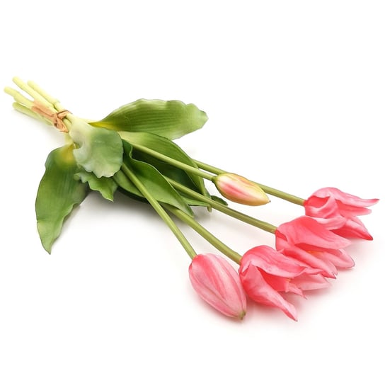 Tulipany silikonowe jak żywe różowe ciemne bukiet 5 sztuk gumowe 40 cm Inny producent