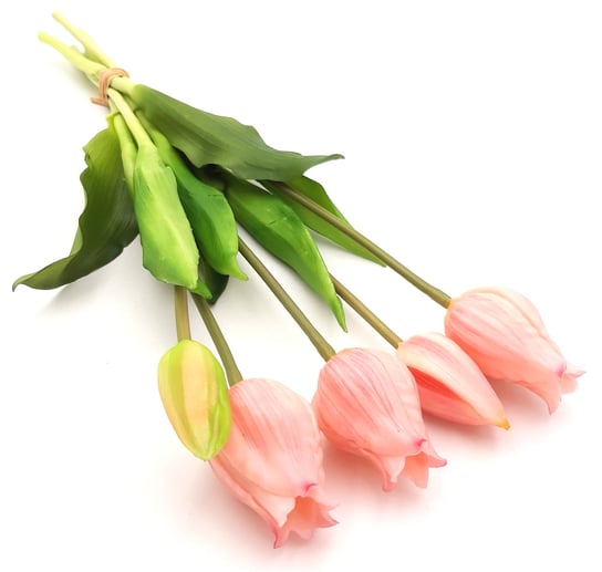 Tulipany silikonowe jak żywe różowe jasne bukiet 5 sztuk gumowe 39 cm Inny producent