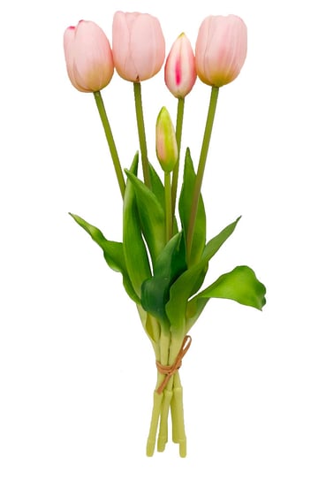 Tulipany silikonowe jak żywe różowe jasne bukiet 5 sztuk gumowe 39 cm Inna marka